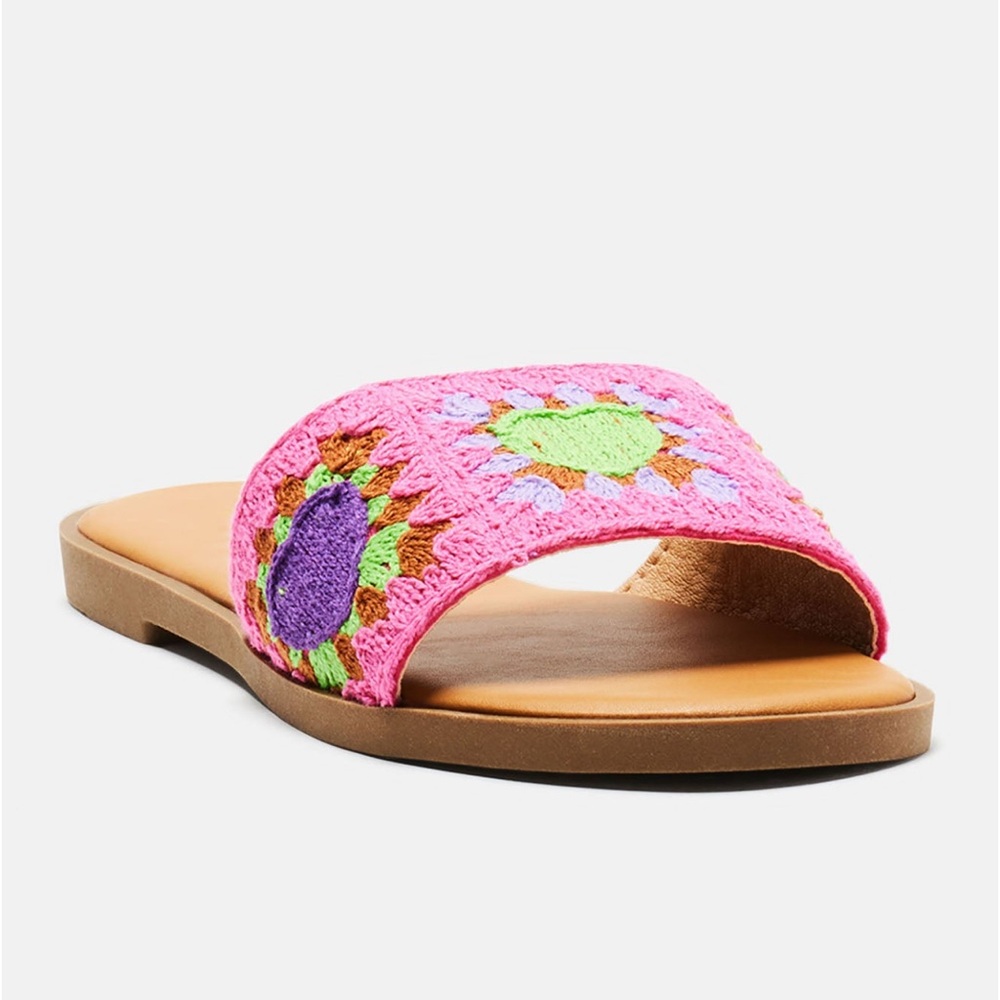 Colorful Crochet Slide Sandals